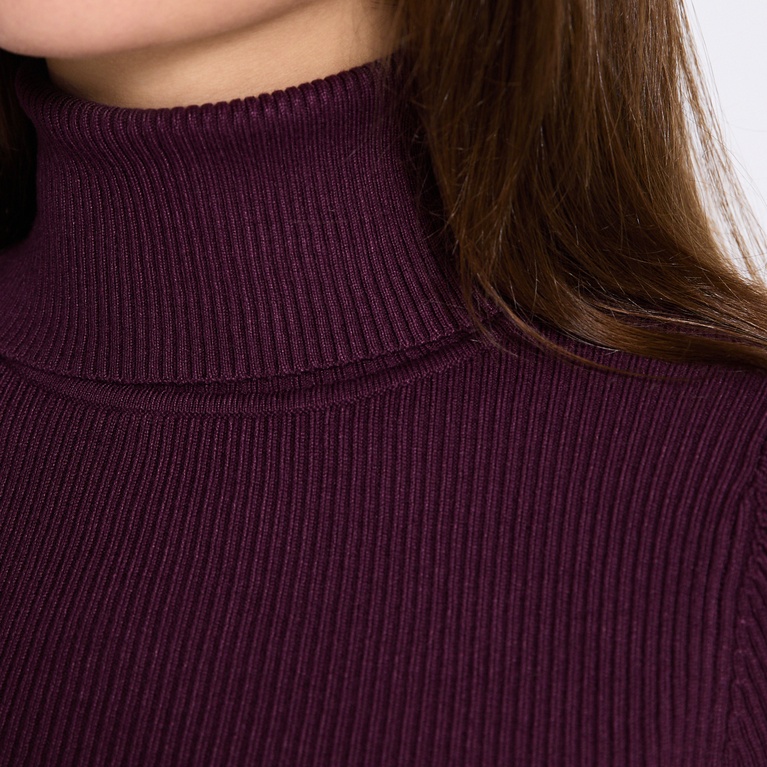 Rib turtleneck sweater "Leyla" Plum